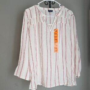 Splendid White Striped Blouse NWT Size XXL